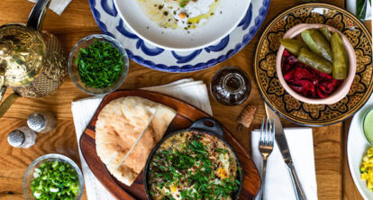 A colorful array of Isreli dishes at Miriam restaurant in New York City.