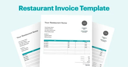 Preview of a restaurant invoice template sheet.