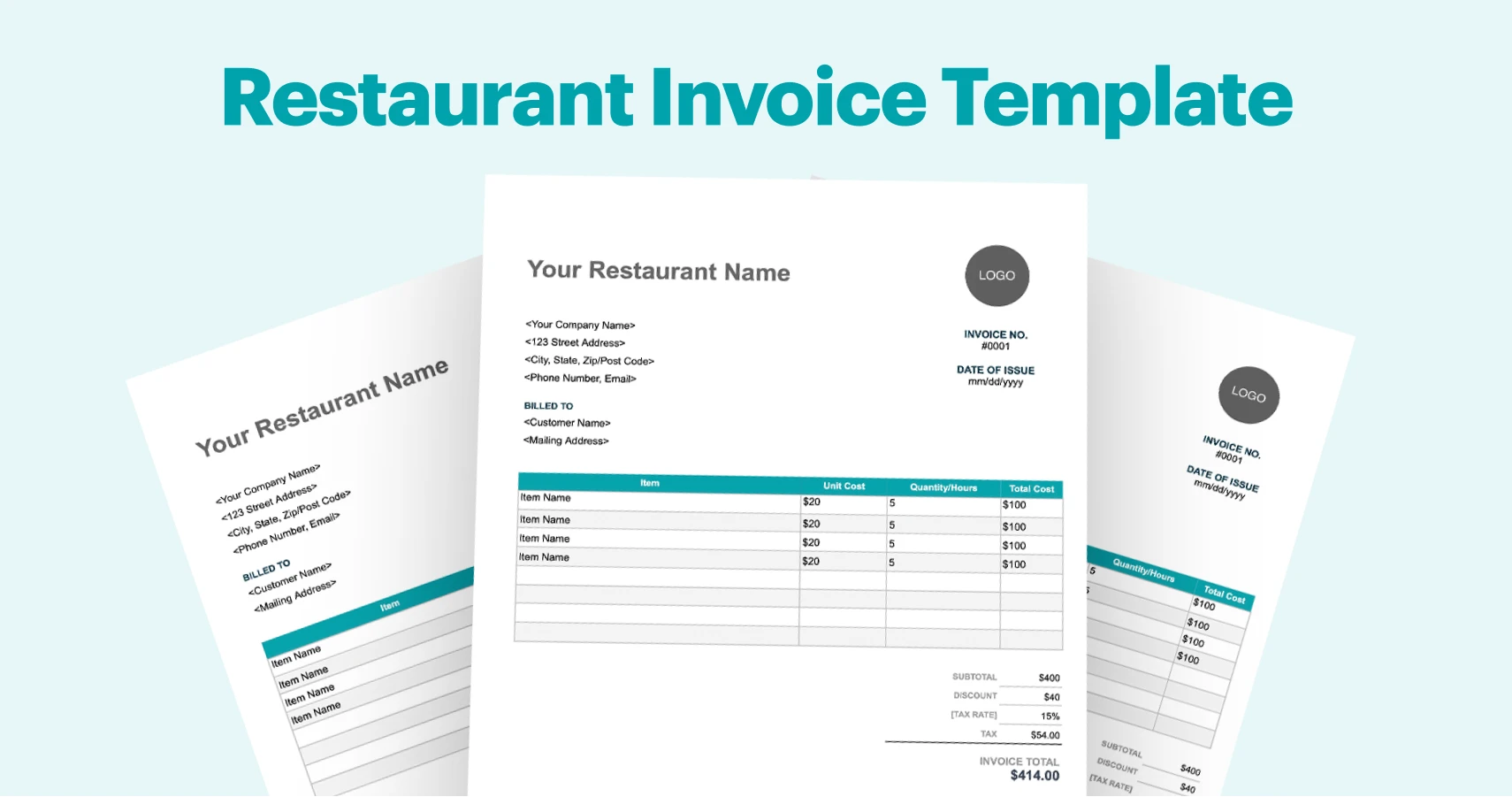 Restaurant Invoice Template Free Download