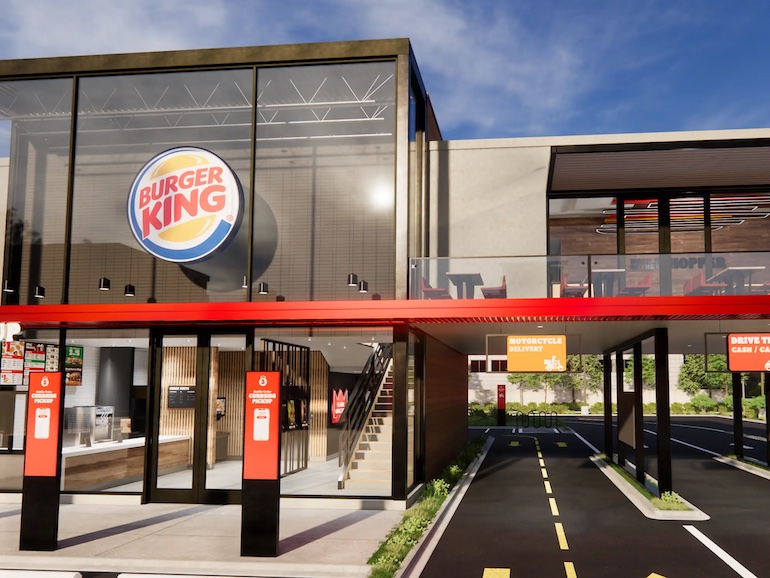 Burger King's motorcycle drive-thru lanes alongside it's regular drive-thru lanes.