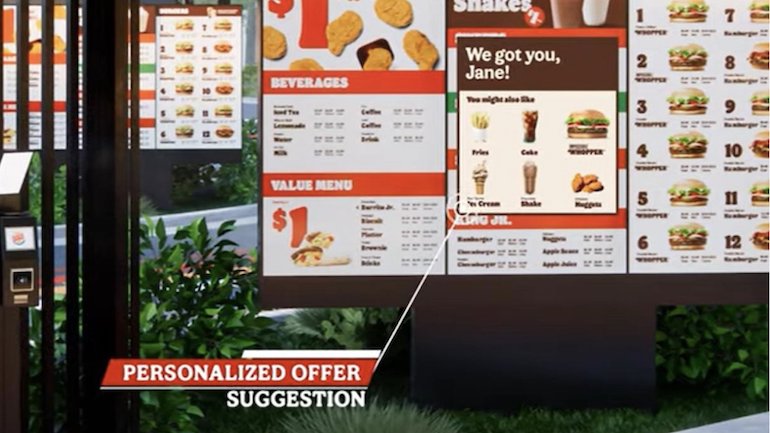 A McDonald's drive-thru menu showcasing personalized menu item recommendations.