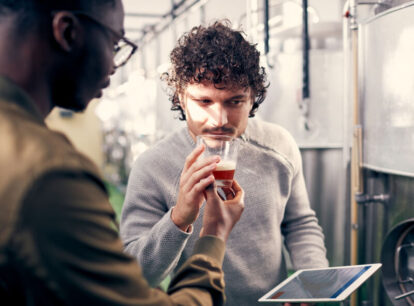 Man taste testing a beer