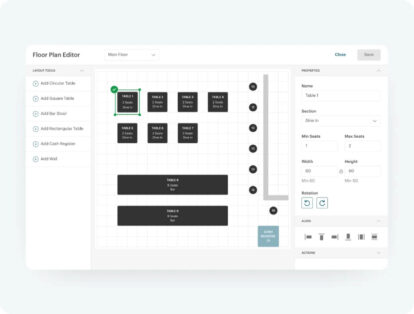 Screenshot of floor plans feature on touchbistro software