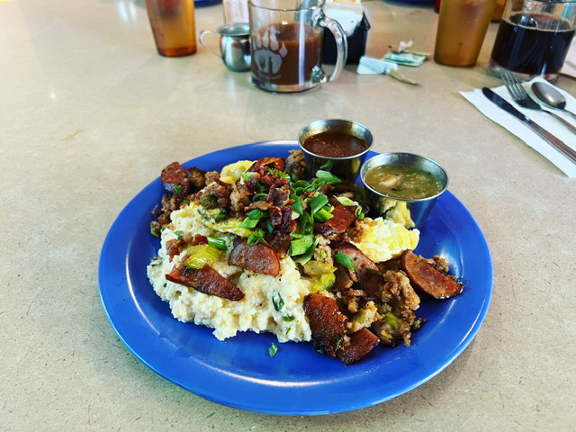 A breakfast plate at Toas Cafe Up Front.