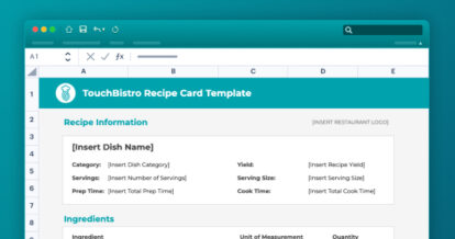 Image of a recipe card template using Google Sheets.