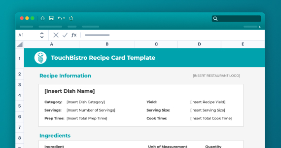 Image of a recipe card template using Google Sheets.