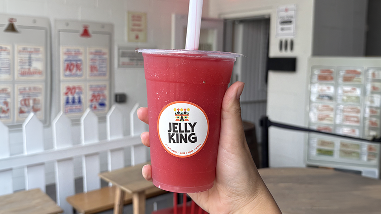 Image of a red Jelly King slushie at Bellwoods Brewery.